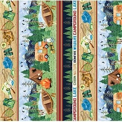 Live, Love, Camp (Benartex) - Camping Stripe Multi-My Store