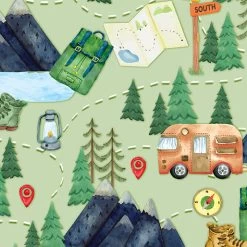 Live, Love, Camp (Benartex) - Camping Adventure Green-My Store