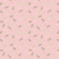 Enchanted (Lewis & Irene) - Fat Quarter Bundle-My Store -My Fabric Store A545.3 Feathers stars on pink with gold metallic