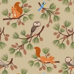 Evergreen (Lewis & Irene) - Maple Cake-My Store -My Fabric Store A691.2 PineConeBranchesBeige 2 1425b350 a046 4bb9 950a d09d511f75ed