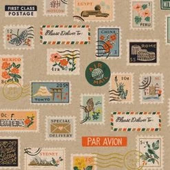 Bon Voyage Canvas - Rifle Paper Co. (Cotton+Steel) - Postage Stamps Natural-My Store