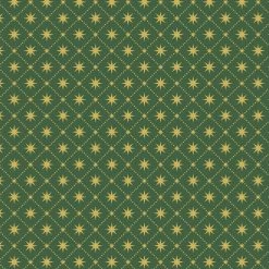 Yuletide (Lewis & Irene) - Gold Metallic Stars Green-My Store