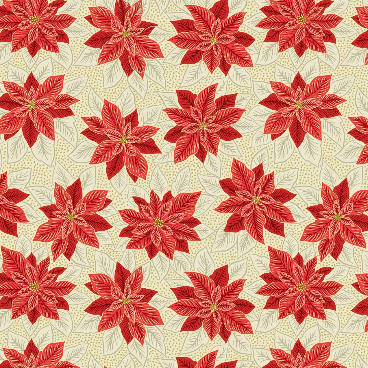 Yuletide (Lewis & Irene) - Poinsettia Cream With Metallic Gold-My Store 1 Yuletide (Lewis & Irene) - Poinsettia Cream With Metallic Gold-My Store