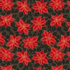 Yuletide (Lewis & Irene) - Poinsettia Black With Metallic Gold-My Store