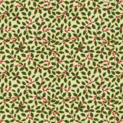 Yuletide (Lewis & Irene) - Holly Cream With Metallic Gold-My Store