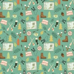 Cedar Camp (Dashwood Studio) - 1/2 Meter Bundle-My Store -My Fabric Store CEDAR2369 CampingMotifBlue f8bc3967 fcab 4093 8b10 0b71290b07c4