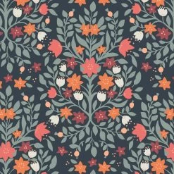 Folk Floral (Lewis & Irene) - 1/2 Meter Bundle-My Store -My Fabric Store DamaskonNavyBlue