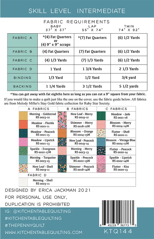 The Penny Quilt Pattern (Kitchen Table Quilting)-My Store 2 The Penny Quilt Pattern (Kitchen Table Quilting)-My Store - Image 2