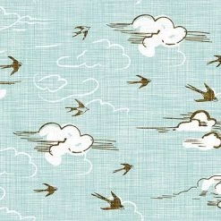 New Earth (Clothworks) - Bird Sky Light Turquoise-My Store