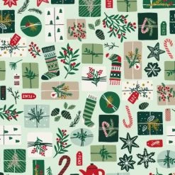 Merry Memories (RJR Fabrics) - 1/2 Meter Bundle-My Store -My Fabric Store yx100mg1m opening presents mint green