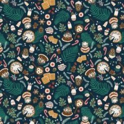 Merry Memories (RJR Fabrics) - Christmas Feast Winter Navy-My Store